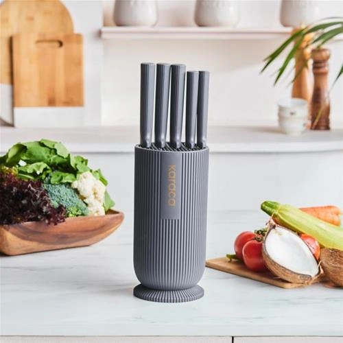 سرویس چاقو 6 پارچه کاراجا Massimo Round خاکستری