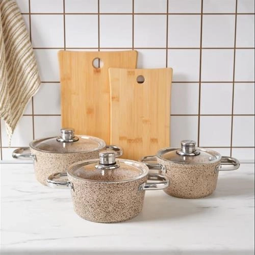 سرویس قابلمه متوسط 6 پارچه کاراجا Biogranit Nare قهوه ای