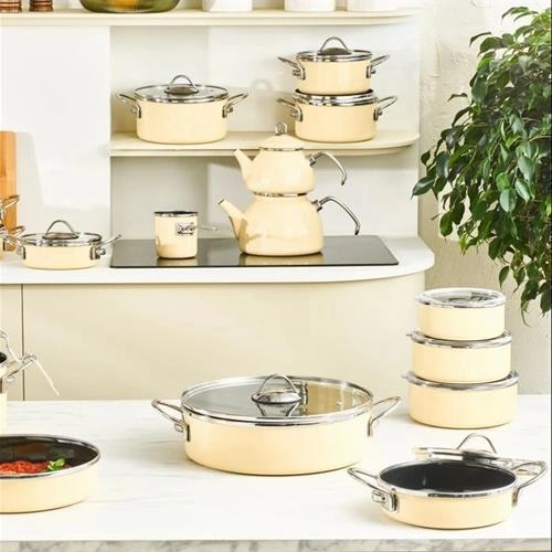 سرویس قابلمه لعابی 14 پارچه کاراجا Erva کرم