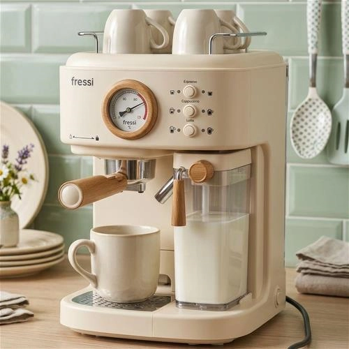 اسپرسوساز نیمه اتوماتیک برند Fressi EM-411 Retro طرح چوب