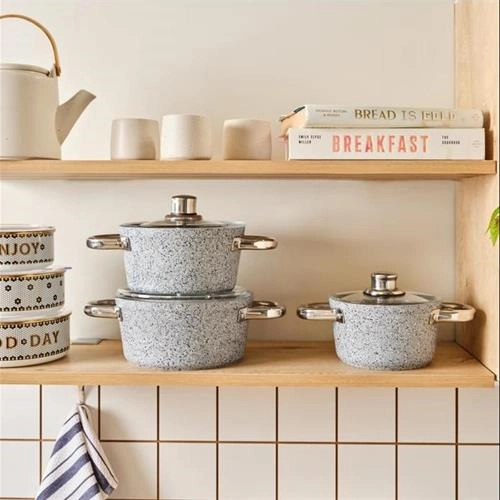 سرویس قابلمه متوسط 6 پارچه کاراجا Biogranit Nare طوسی آبی