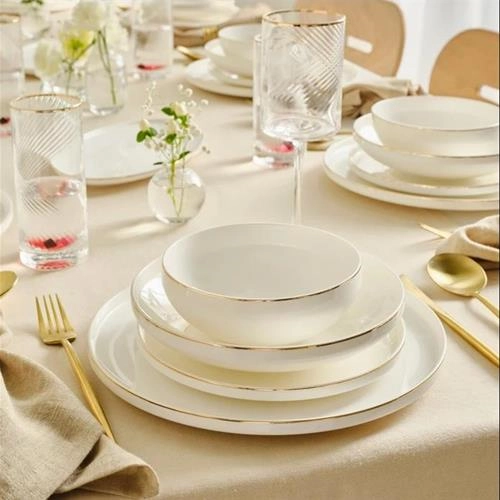 سرویس غذاخوری 29 پارچه 6 نفره کاراجا Stream Bone Light Lora طلایی