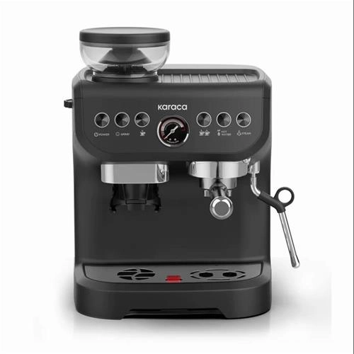 اسپرسو ساز آسیاب قهوه با فوم ساز شیر 15 بار کاراجا کافه آرت باریستا مشکی مات
