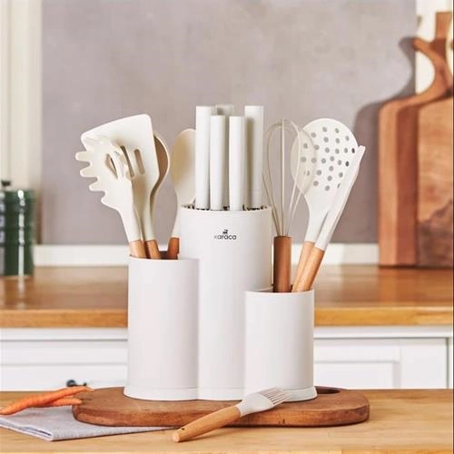 سرویس چاقو و سرو 14 پارچه کاراجا Burby Wood کرم