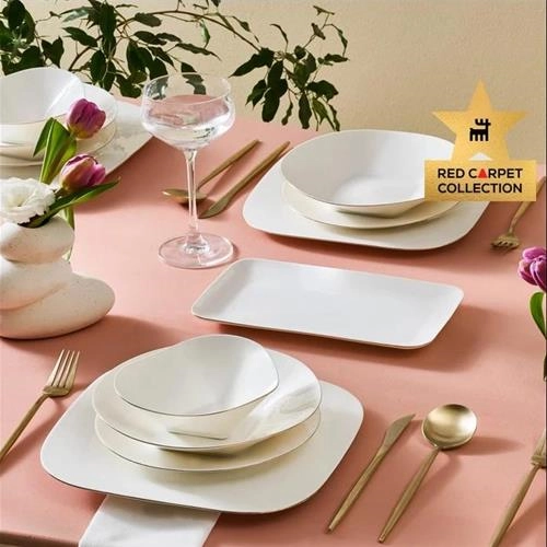 سرویس غذاخوری 53 پارچه 12 نفره کاراجا سری فرش قرمز Stream Bone طلایی